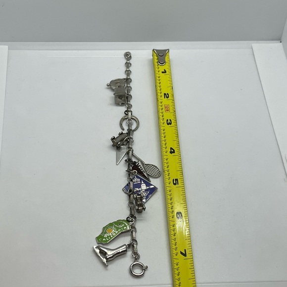 Vintage sterling silver charm bracelet enamel 11 charms some movable - Picture 10 of 16